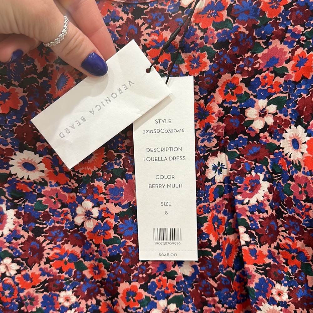 NWT Veronica Beard Louella Dress in Berry Multi Floral Size 8 - Picture 6 of 11